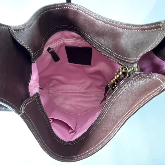 Coach Brown Patent Leather Crinkle Texture Hobo & Crossbody Bag, C0873-12387 EUC - Picture 3 of 16